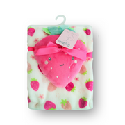 Manta de peluche y  juguete fresa