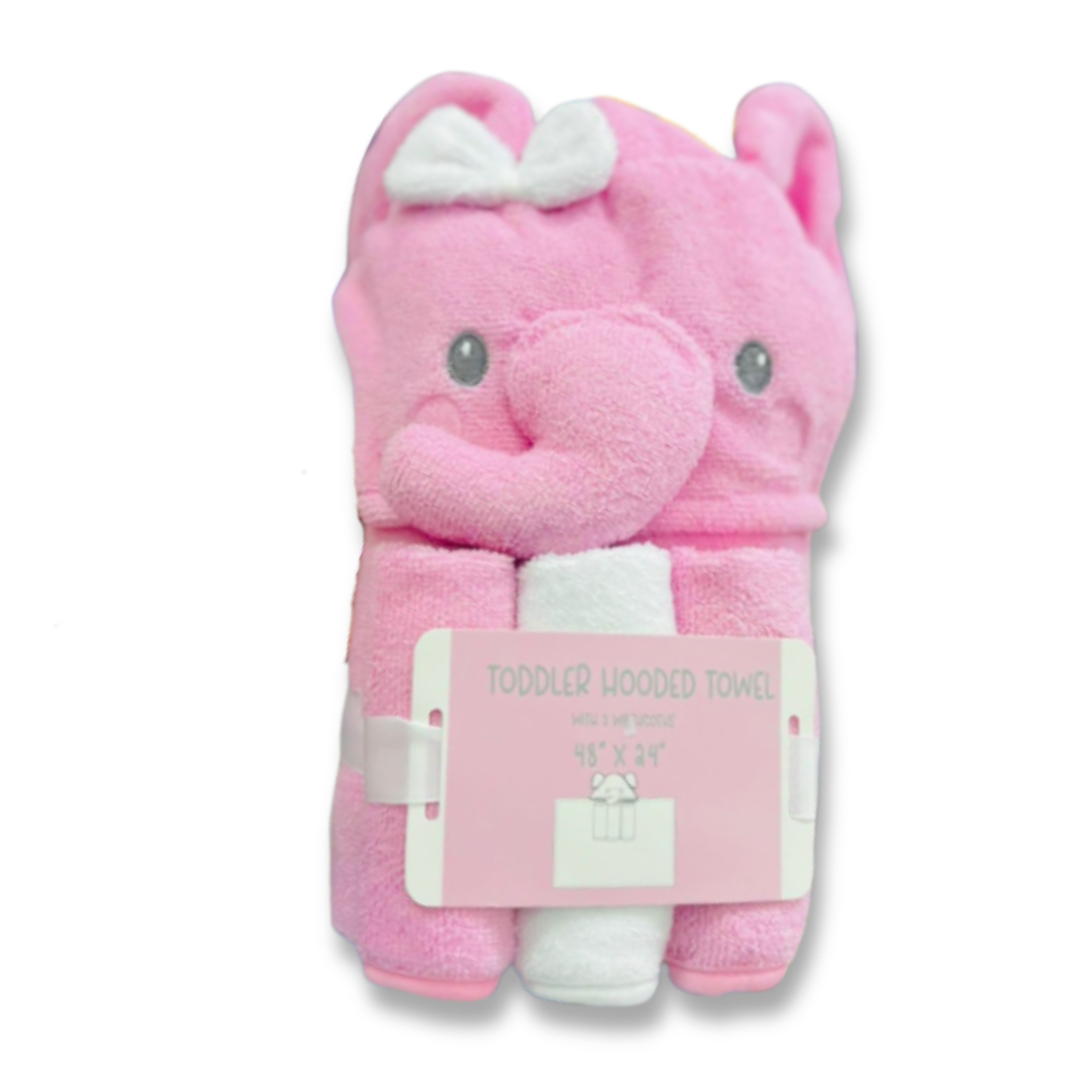Toallita Con Capucha De Microfibra elefante rosa