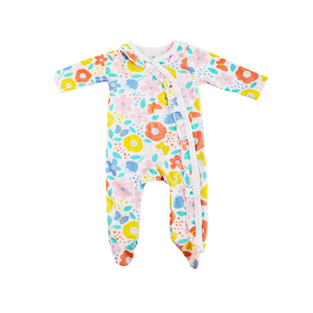 Mameluco manga larga flores niña