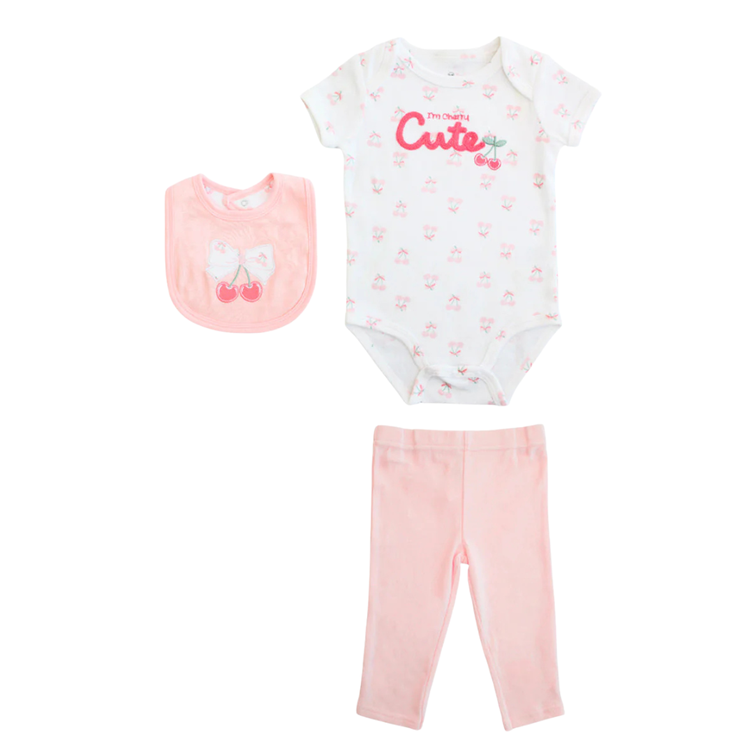 Set de 3 piezas para bebé cerezas
