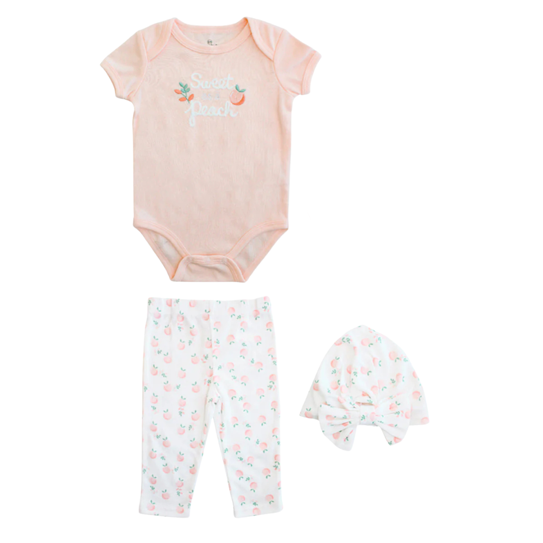 Set de 3 piezas para bebé duraznos